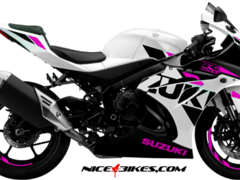 Motorrad Foliendesigns und Dekore - Shop - GSXR1000 weiss pink GSX-R1000 pink auf weißer Maschine BJ.19