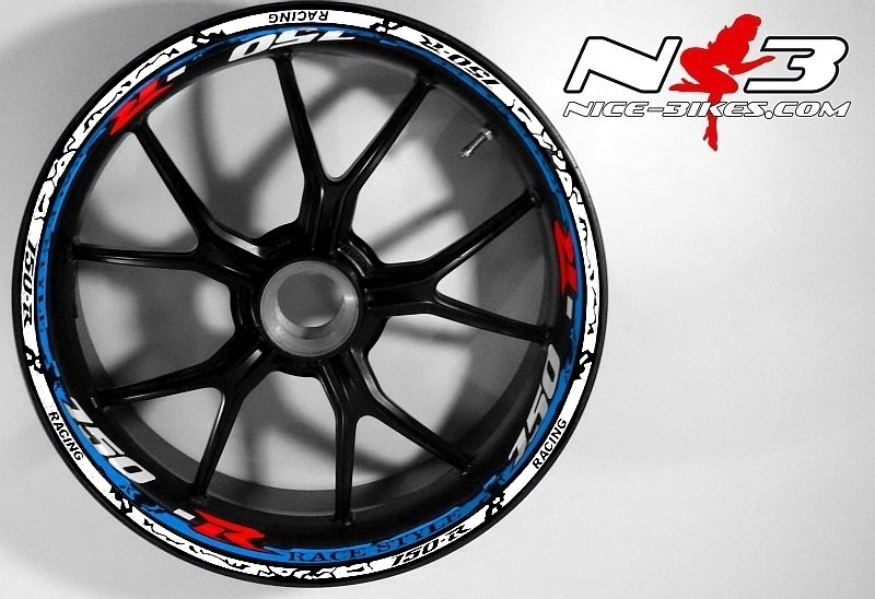 Motorrad Foliendesigns und Dekore - RACE Style Suzuki GSR 750 hellblau - GSXR 750 hellblau gelb kl RACE Style Suzuki GSR 750 hellblau