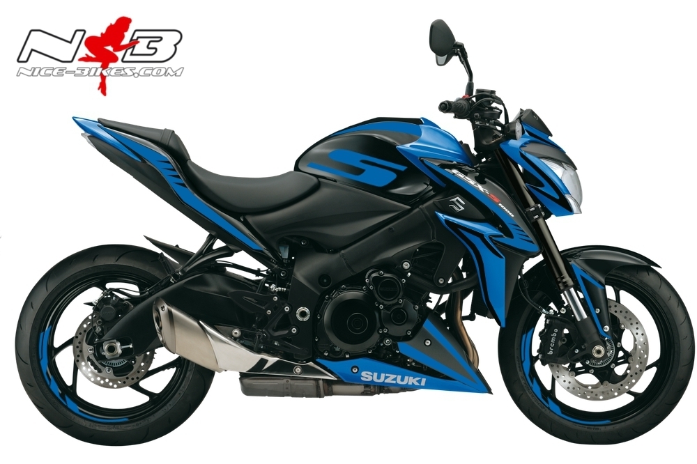 Motorrad Foliendesigns und Dekore - GSX-S1000 schwarz auf blauer Maschine - GSX S1000 Blau schwarz GSX-S1000 schwarz auf blauer Maschine