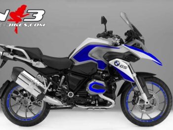 Motorrad Foliendesigns und Dekore - Shop - GS R1200 2016 silberNB BMW GS Edition blau auf silberner Maschine