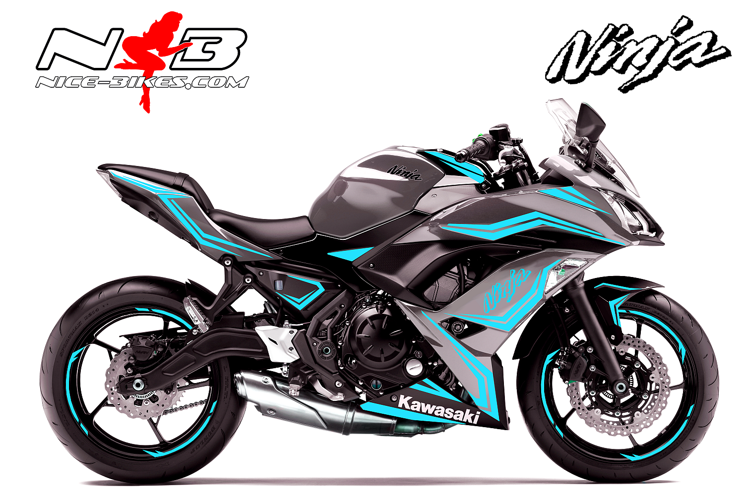 Motorrad Foliendesigns und Dekore - Ninja 650 Foliendekor hellblau für Graue Maschine 2018- - Grau hellblaukl Ninja 650 Foliendekor hellblau für Graue Maschine 2018-