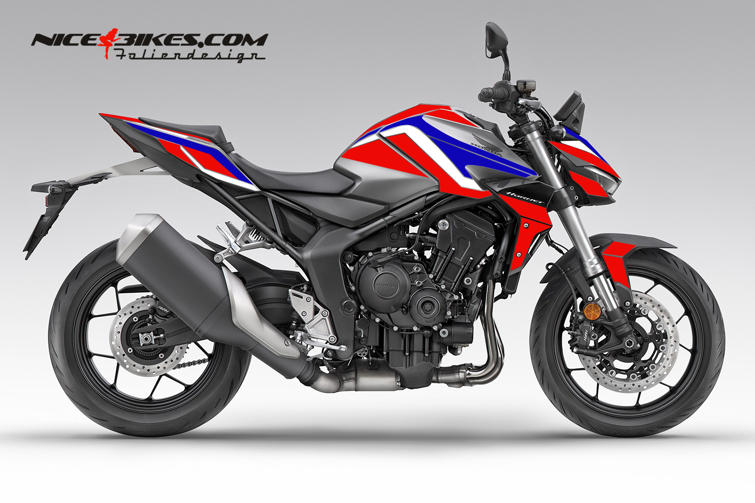Motorrad Foliendesigns und Dekore - Foliendesign CB1000 Hornet HRC Edition - H.CB1KHornet.25S.888 Tricolor Foliendesign CB1000 Hornet HRC Edition