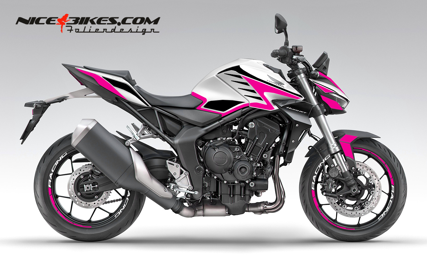 Motorrad Foliendesigns und Dekore - Foliendesign CB1000 Hornet Pretty Pink - H.CB1KHornet.25W.077 Pretty Pink Foliendesign CB1000 Hornet Pretty Pink