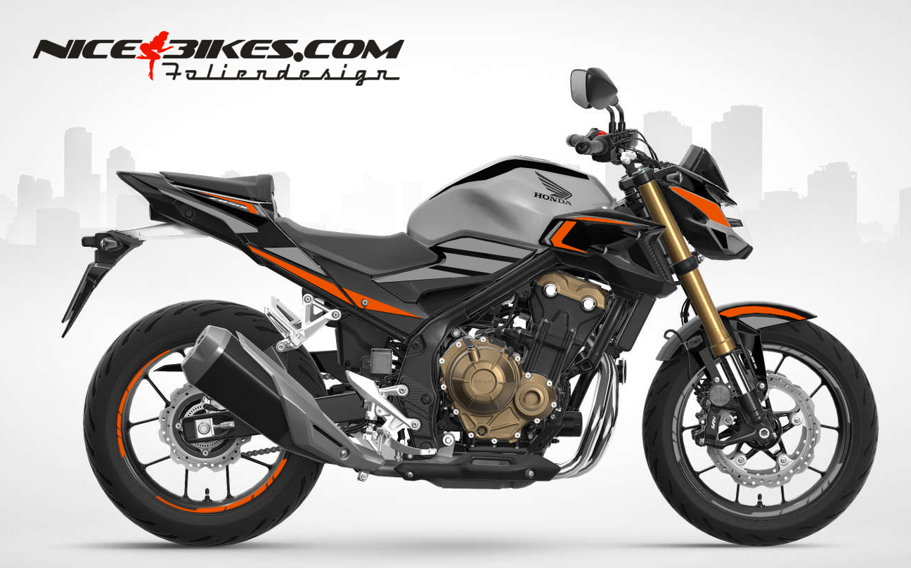 Motorrad Foliendesigns und Dekore - Foliendesign Honda CB500F 2023 Evil Orange - H.CB500F.23G.034 Evil Orange Foliendesign Honda CB500F 2023 Evil Orange