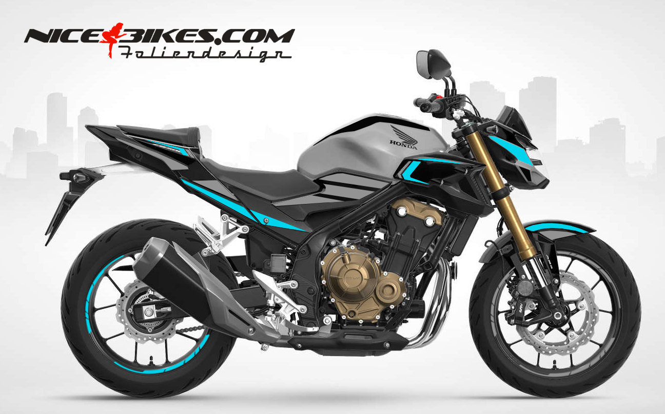 Motorrad Foliendesigns und Dekore - Foliendesign Honda CB500F 2023 Light Blue - H.CB500F.23G.053 Light Blue Foliendesign Honda CB500F 2023 Light Blue