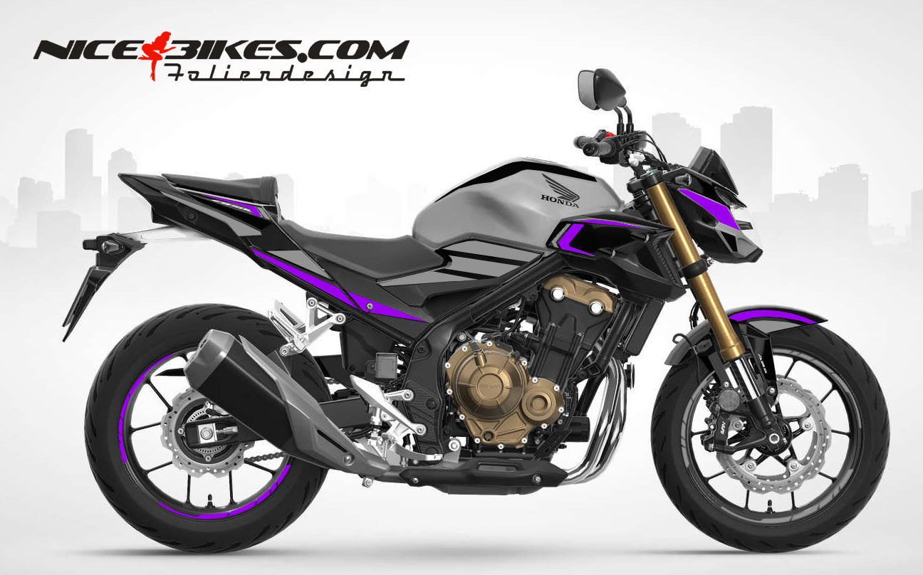 Motorrad Foliendesigns und Dekore - Foliendesign Honda CB500F 2023 Manga Violett - H.CB500F.23G.080 Manga Violett Foliendesign Honda CB500F 2023 Manga Violett