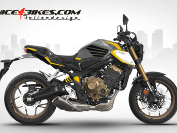 Motorrad Foliendesigns und Dekore - Shop - H.CB650.23G.021 Hornet Yellow Foliendesign Honda CB650R 2023-G Hornet Yellow