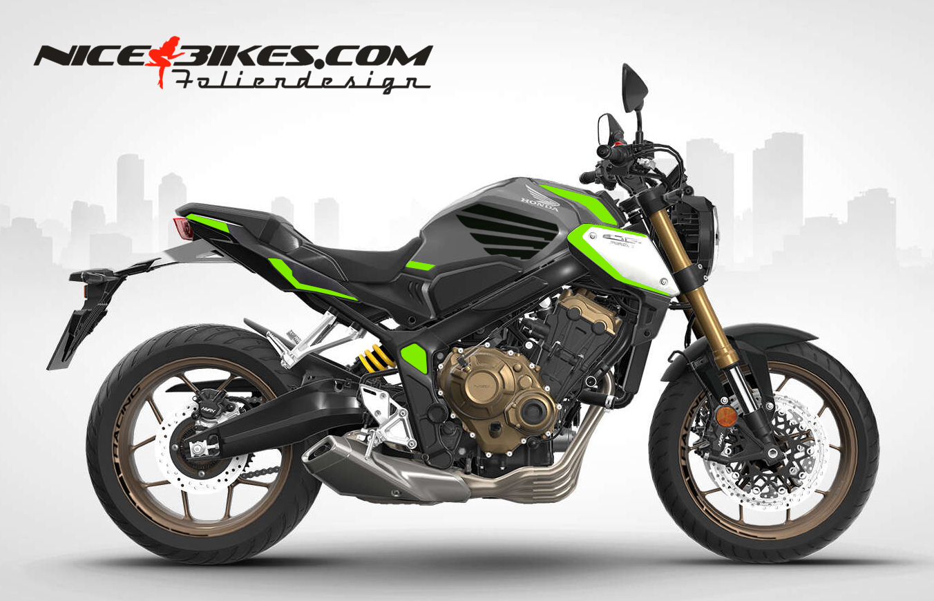 Motorrad Foliendesigns und Dekore - Foliendesign Honda CB650R 2023-G Limegreen - H.CB650.23G.064 Limegreen Foliendesign Honda CB650R 2023-G Limegreen