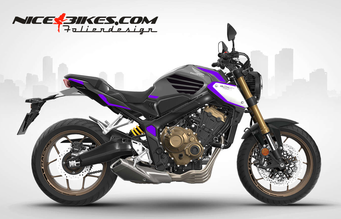 Motorrad Foliendesigns und Dekore - Foliendesign Honda CB650R 2023-S Manga Violett - H.CB650.23G.080 Manga Violett Foliendesign Honda CB650R 2023-S Manga Violett