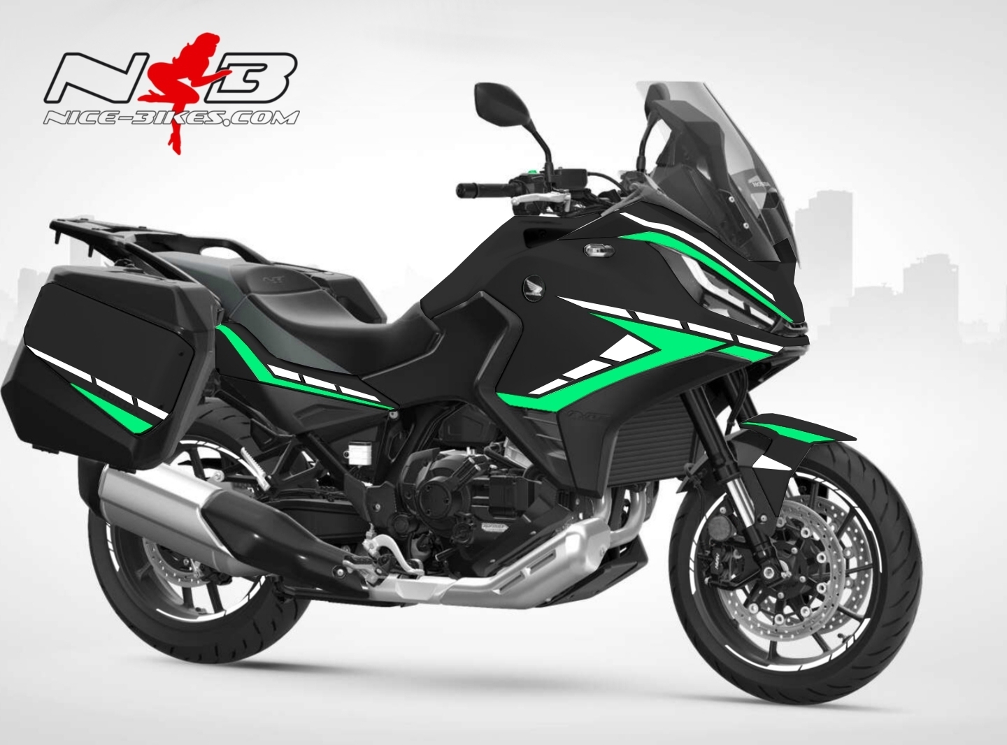 Motorrad Foliendesigns und Dekore - Foliendesign Honda NT1100 2023 Miami Blue - H.NT11.23.501 Miami Blue Foliendesign Honda NT1100 2023 Miami Blue