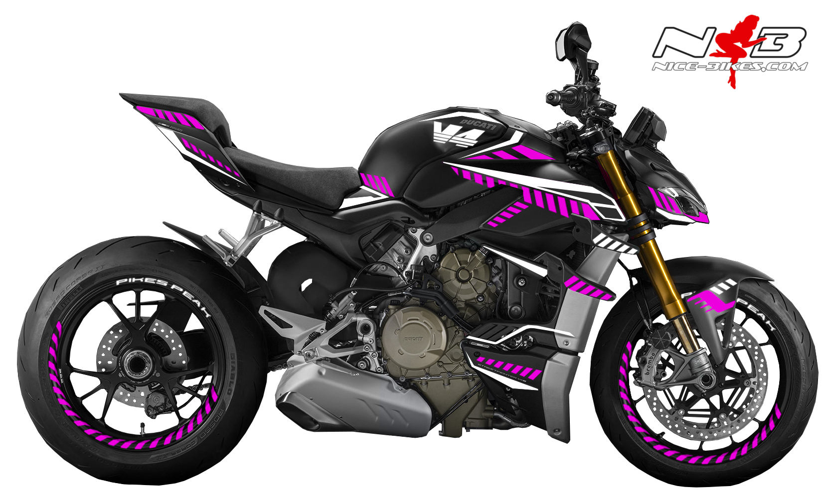 Motorrad Foliendesigns und Dekore - Foliendesign DUCATI Streetfighter ab 2021 Inferno Edition Pretty Pink - Inferno Edition Pretty Pink D.STR .21.B.077 Foliendesign DUCATI Streetfighter ab 2021 Inferno Edition Pretty Pink