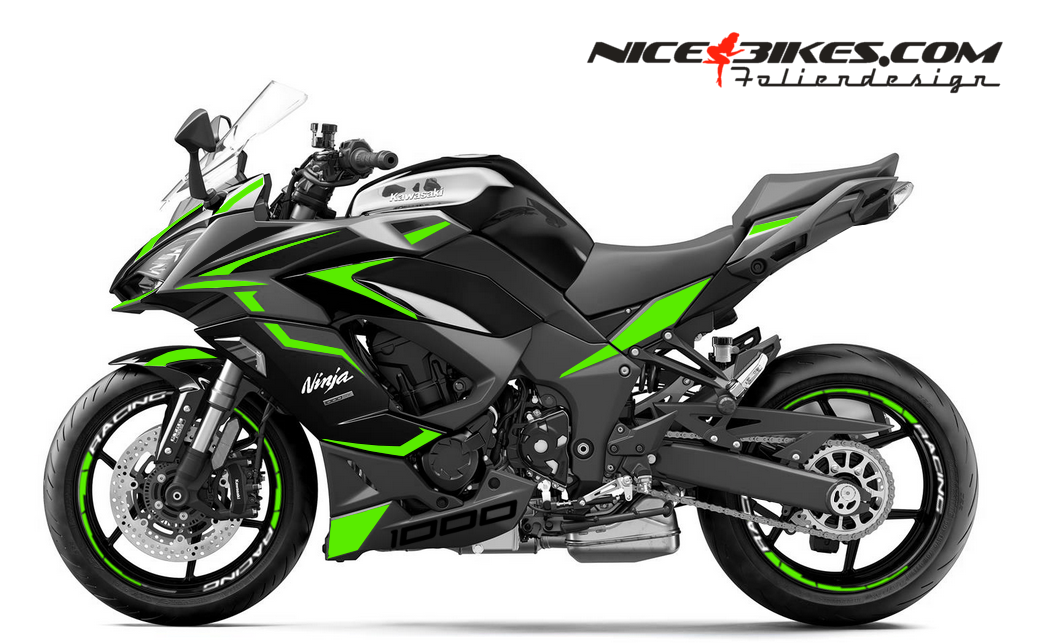 Motorrad Foliendesigns und Dekore - Foliendesign Ninja 1000SX 2025 Limegreen - K.N1000SX.25.064 Limegreen Foliendesign Ninja 1000SX 2025 Limegreen