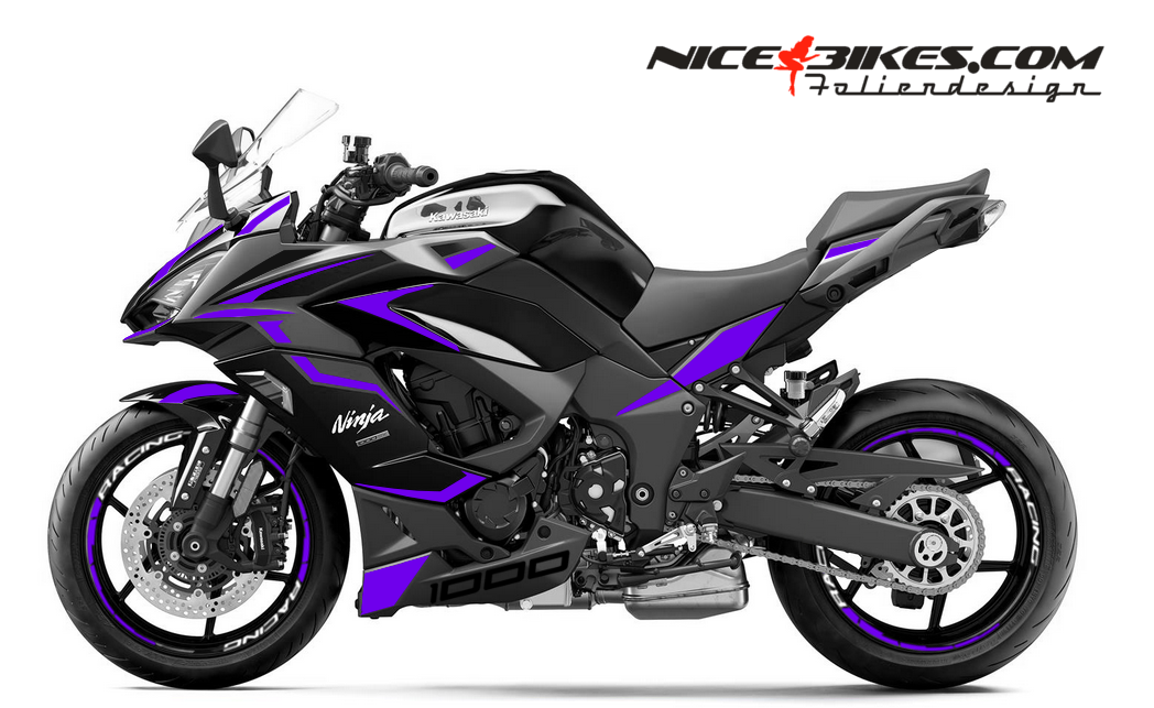 Motorrad Foliendesigns und Dekore - Foliendesign Ninja 1000SX 2025 Manga Violett - K.N1000SX.25.080 Manga Violett Foliendesign Ninja 1000SX 2025 Manga Violett