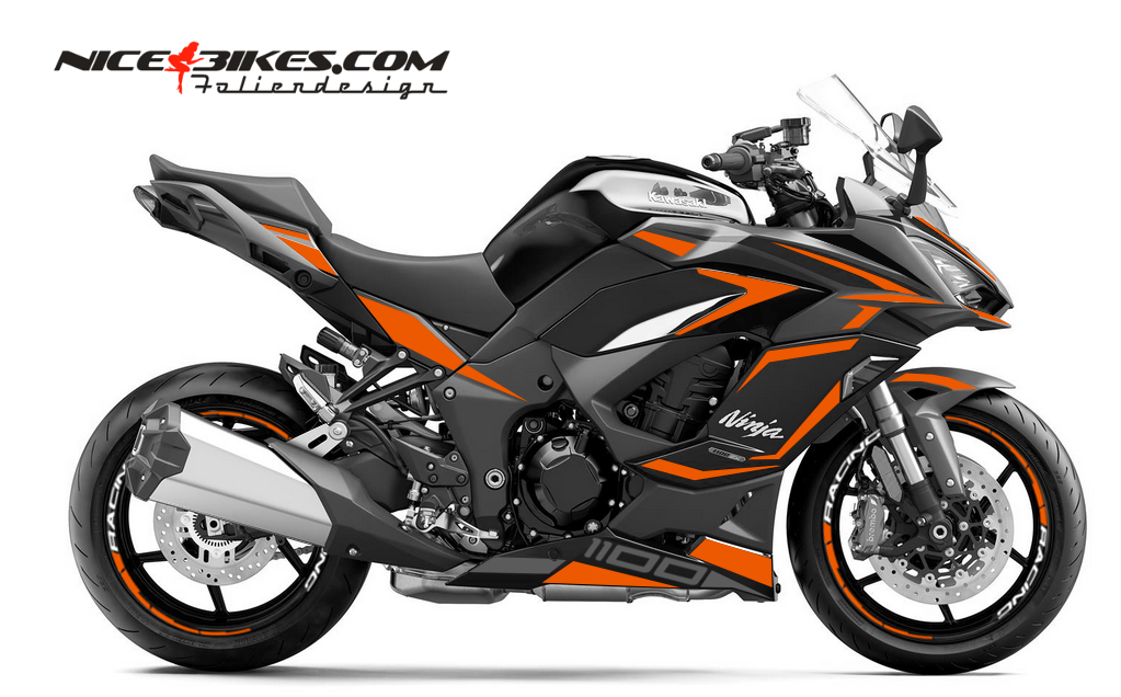 Motorrad Foliendesigns und Dekore - Foliendesign Ninja 1100SX 2025 Evil Orange - K.N1100SX.25.034 Evil Orange Foliendesign Ninja 1100SX 2025 Evil Orange