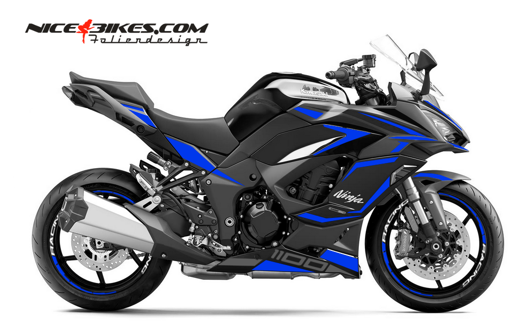 Motorrad Foliendesigns und Dekore - Foliendesign Ninja 1100SX 2025 Racing Blue - K.N1100SX.25.057 Racing Blue Foliendesign Ninja 1100SX 2025 Racing Blue