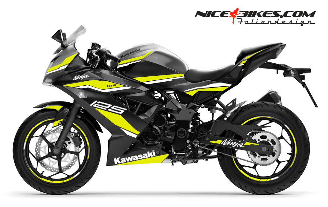 Motorrad Foliendesigns und Dekore - Kawasaki Ninja 125 2025 Hornet Yellow - K.N125.25 021 Hornet Yellow Kawasaki Ninja 125 2025 Hornet Yellow