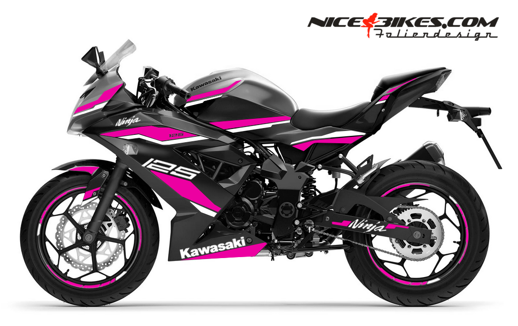 Motorrad Foliendesigns und Dekore - Kawasaki Ninja 125 2025 Pretty Pink - K.N125.25 077 Pretty Pink Kawasaki Ninja 125 2025 Pretty Pink