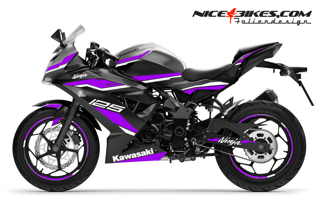 Motorrad Foliendesigns und Dekore - Kawasaki Ninja 125 2025 Manga Violett - K.N125.25 080 Manga Violett Kawasaki Ninja 125 2025 Manga Violett