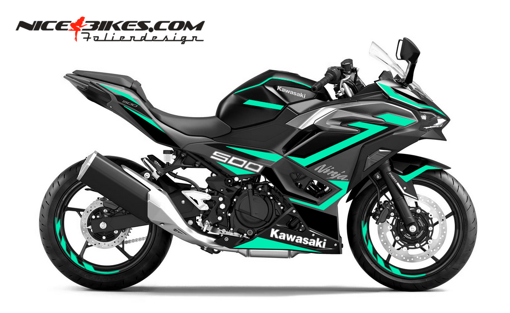 Motorrad Foliendesigns und Dekore - Kawasaki Ninja 500SE 2025-26 Miami Blue - K.N500SE.25.501 Kawasaki Ninja 500SE 2025-26 Miami Blue