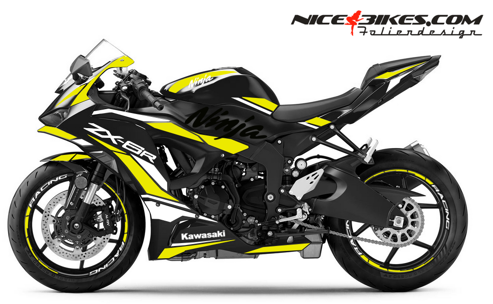 Motorrad Foliendesigns und Dekore - Kawasaki ZX6R Hornet Yellow - K.N6.25.021 Hornet Yellow Kawasaki ZX6R Hornet Yellow