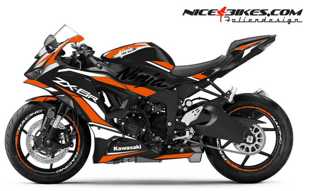 Motorrad Foliendesigns und Dekore - Ninja ZX-6R Foliendesign 2025-26 Evil Orange - K.N6.25.034 Evil Orange Ninja ZX-6R Foliendesign 2025-26 Evil Orange