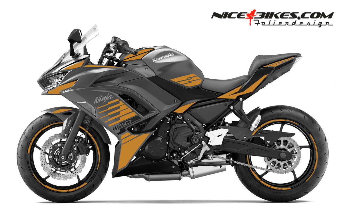 Motorrad Foliendesigns und Dekore - Foliendesign Ninja 650 2026 Olympic Gold - K.N650.26.030 Hornet Yellow Foliendesign Ninja 650 2026 Olympic Gold