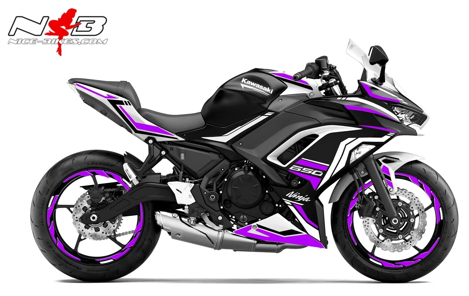 Motorrad Foliendesigns und Dekore - Foliendesign Ninja 650 Manga Violett - K.N650.W20.080 Manga Violett Foliendesign Ninja 650 Manga Violett