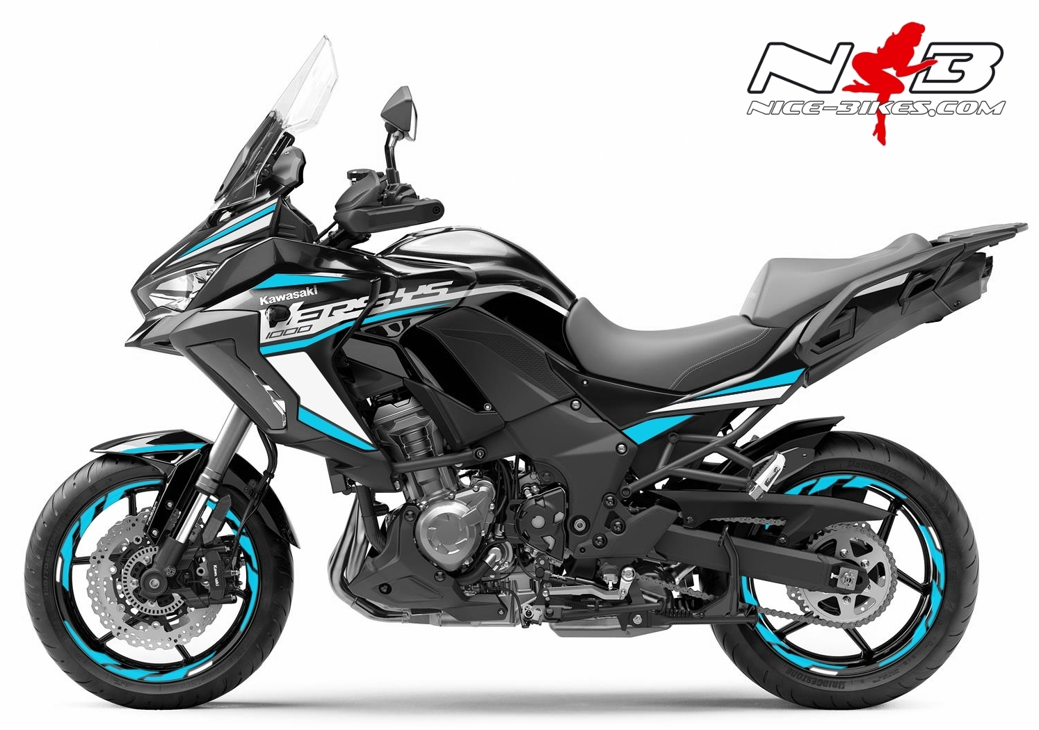 Motorrad Foliendesigns und Dekore - Foliendesign Kawasaki Versys 1000 Bj. 2020 Light Blue - K.V1.S20.053 Light Blue Foliendesign Kawasaki Versys 1000 Bj. 2020 Light Blue