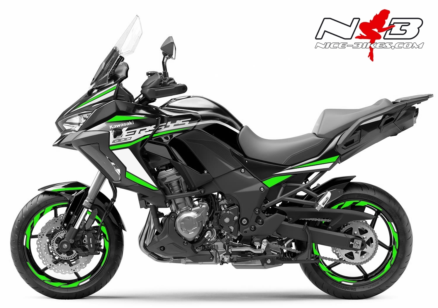 Motorrad Foliendesigns und Dekore - Foliendesign Kawasaki Versys 1000 Bj. 2020 Lime Green - K.V1.S20.064 Limegreen Foliendesign Kawasaki Versys 1000 Bj. 2020 Lime Green