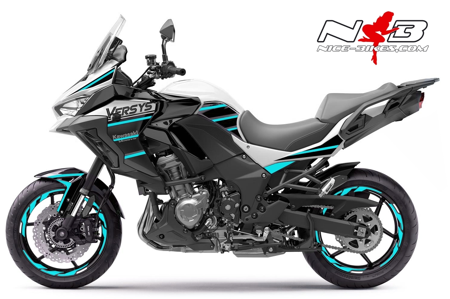 Motorrad Foliendesigns und Dekore - Foliendesign Kawasaki Versys 1000 Bj. 2020 Light Blue - K.V1.W20.053 Light Blue Foliendesign Kawasaki Versys 1000 Bj. 2020 Light Blue