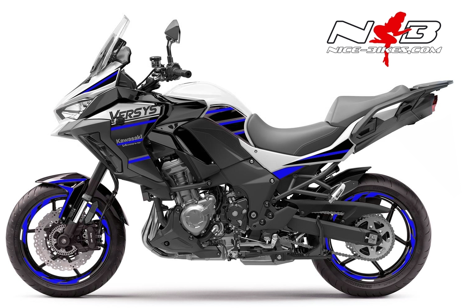 Motorrad Foliendesigns und Dekore - Foliendesign Kawasaki Versys 1000 Bj. 2020 Racing Blue - K.V1.W20.057 Racing Blue Foliendesign Kawasaki Versys 1000 Bj. 2020 Racing Blue