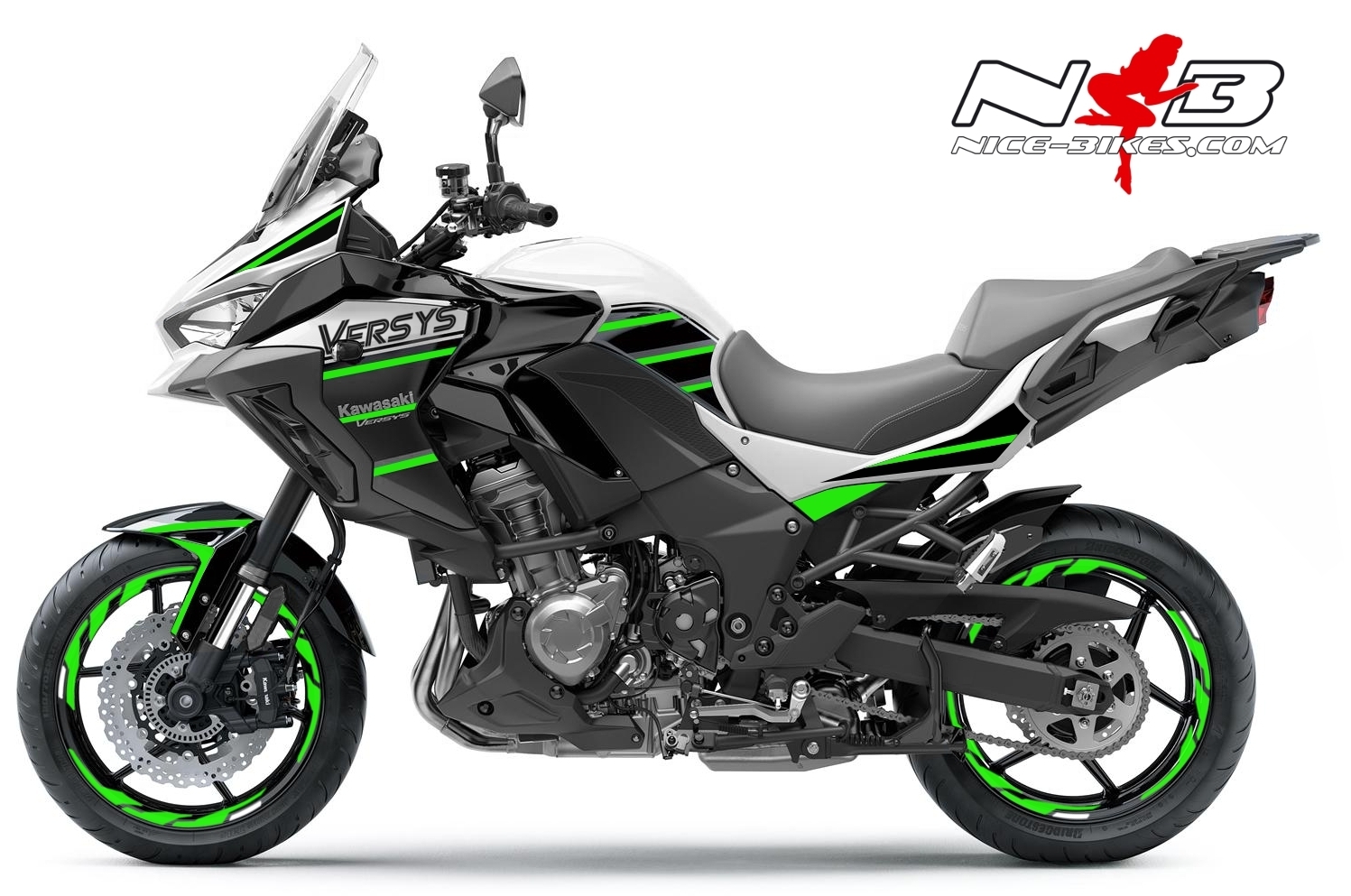 Motorrad Foliendesigns und Dekore - Foliendesign Kawasaki Versys 1000 Bj. 2020 Lime Green - K.V1.W20.064 Limegreen Foliendesign Kawasaki Versys 1000 Bj. 2020 Lime Green