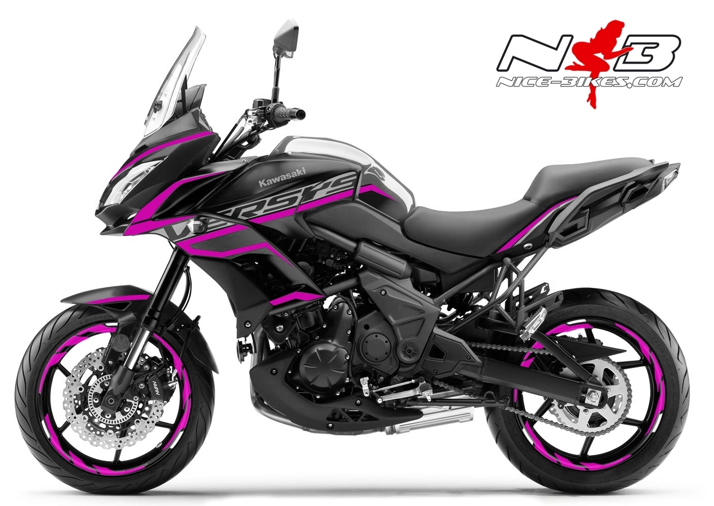Motorrad Foliendesigns und Dekore - Foliendesign Kawasaki Versys 650 Bj. 2020 Pretty Pink - K.V650.S20.077 Pretty Pink Foliendesign Kawasaki Versys 650 Bj. 2020 Pretty Pink