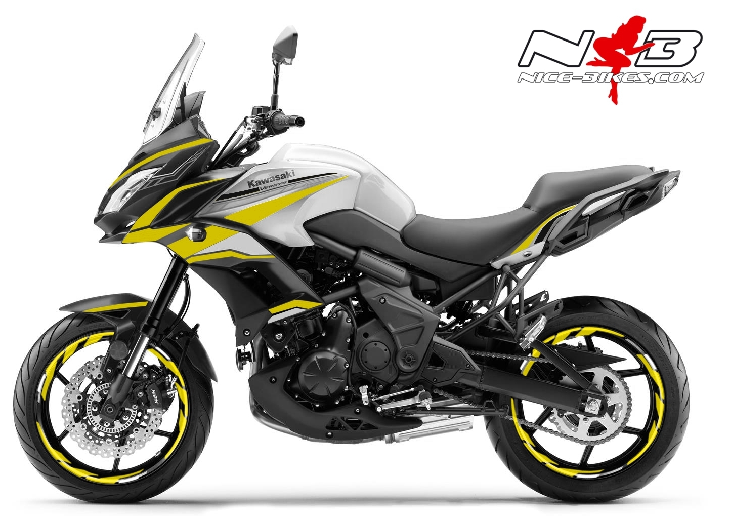 Motorrad Foliendesigns und Dekore - Foliendesign Kawasaki Versys 650 Bj. 2020 Hornet Yellow - K.V650.W20.021 Hornet Yellow Foliendesign Kawasaki Versys 650 Bj. 2020 Hornet Yellow