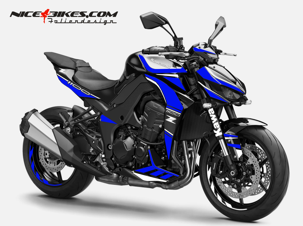 Motorrad Foliendesigns und Dekore - Foliendesign Z1100 2026 Racing Blue - K.Z1100.26.064 Racing Blue Foliendesign Z1100 2026 Racing Blue