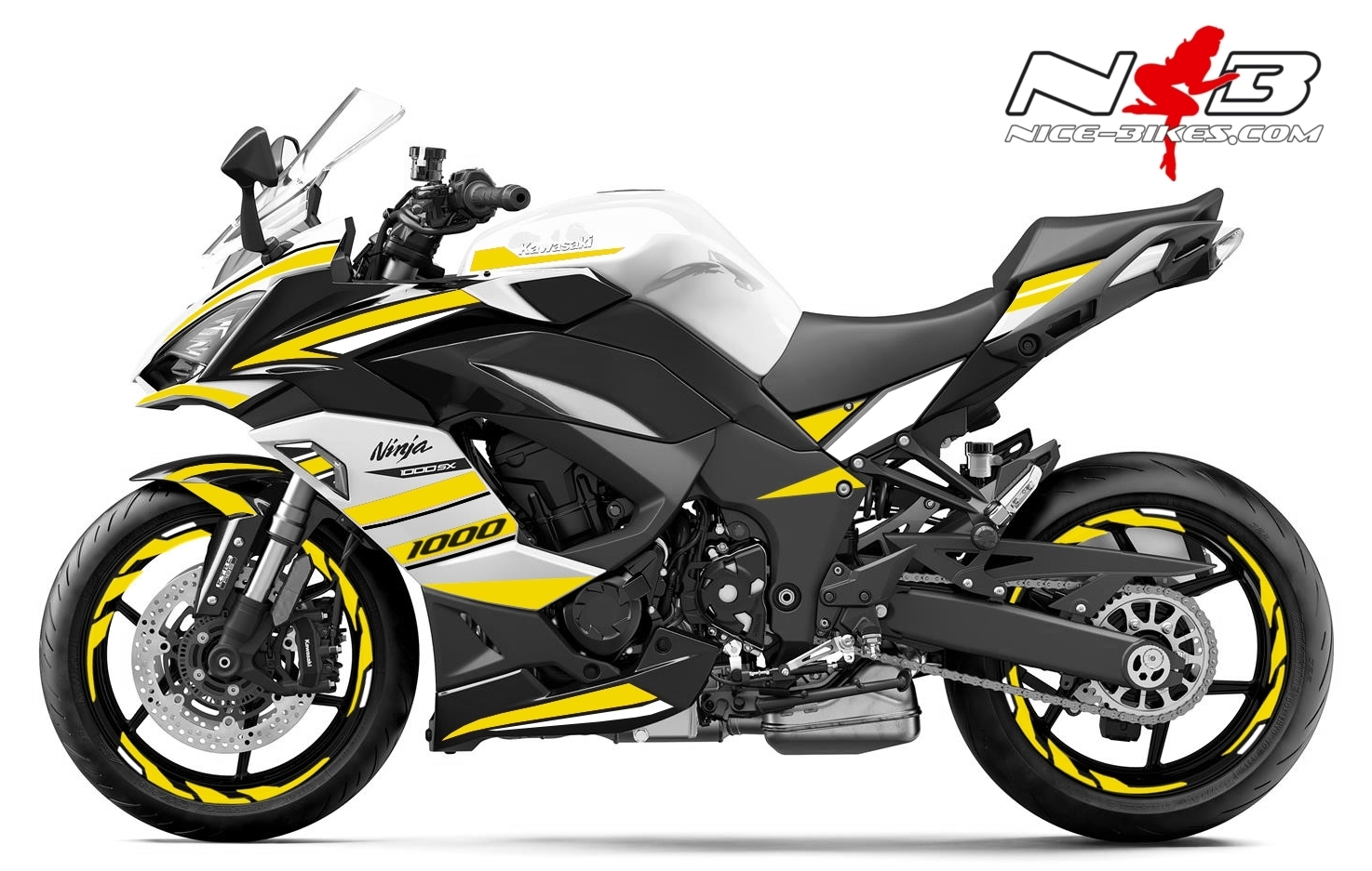 Motorrad Foliendesigns und Dekore - Foliendesign Kawasaki Z1000SX Hornet Yellow - K.Z1SX.W20.021 Hornet Yellow Foliendesign Kawasaki Z1000SX Hornet Yellow