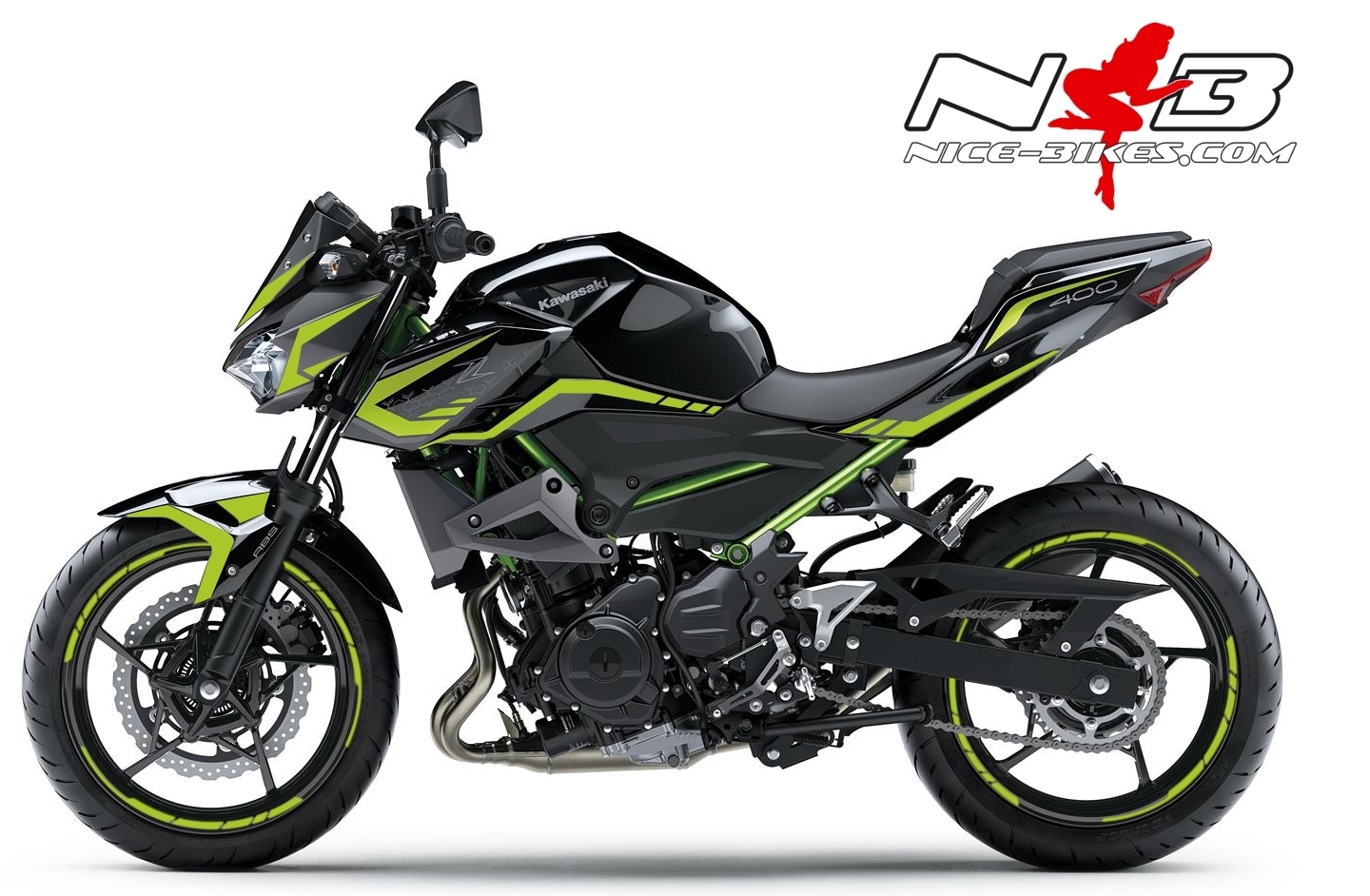 Motorrad Foliendesigns und Dekore - Foliendesign Kawasaki Z400 (B.j. 2021) Lime Green - K.Z4.21.064 limegreen Foliendesign Kawasaki Z400 (B.j. 2021) Lime Green