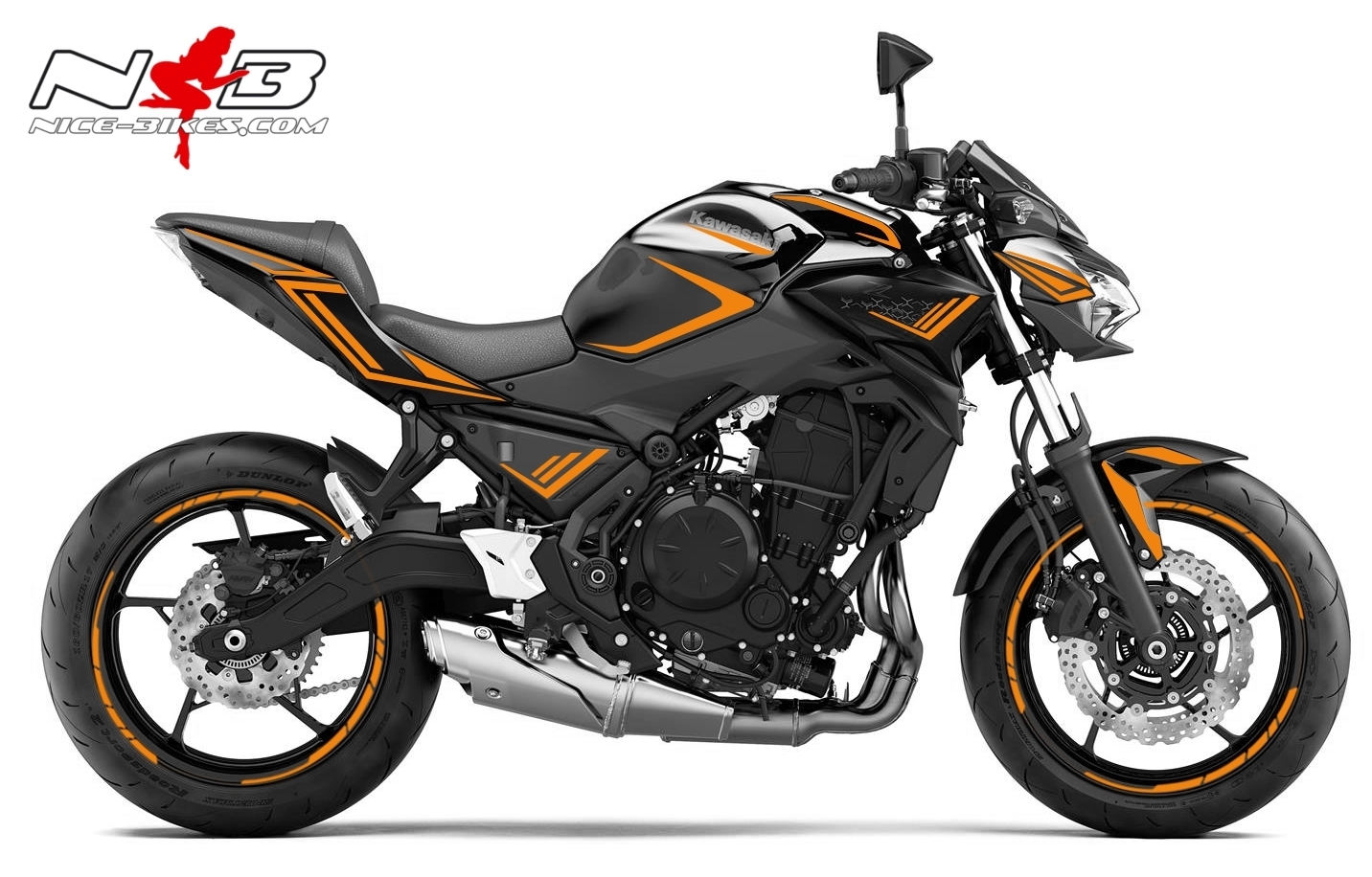 Motorrad Foliendesigns und Dekore - Foliendesign Kawasaki Z650 Bj. 2021 Evil Orange - K.Z650.21.S.034 Evil Orange Foliendesign Kawasaki Z650 Bj. 2021 Evil Orange