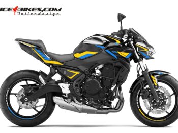Foliendesign Kawasaki Z650  Neon Yellow - Ara Blue