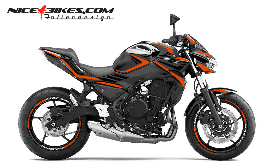 Motorrad Foliendesigns und Dekore - Foliendesign Z650 2025 Evil Orange - K.Z650.25.034 Evil Orange Foliendesign Z650 2025 Evil Orange