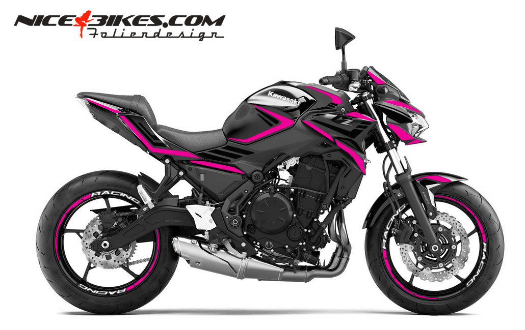 Motorrad Foliendesigns und Dekore - Foliendesign Z650 2025 Pretty Pink - K.Z650.25.077 Pretty Pink Foliendesign Z650 2025 Pretty Pink