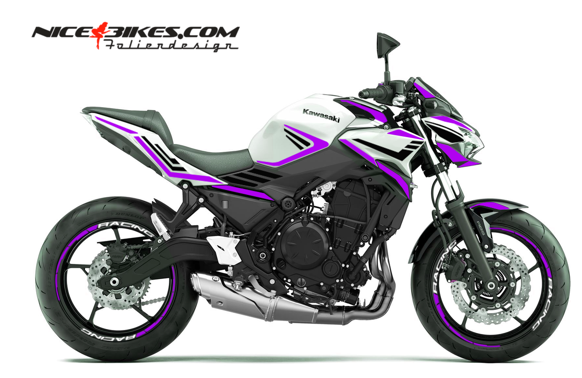 Motorrad Foliendesigns und Dekore - Foliendesign Z650 2026 Manga Violett - K.Z650.26W.080 Manga Violett Foliendesign Z650 2026 Manga Violett