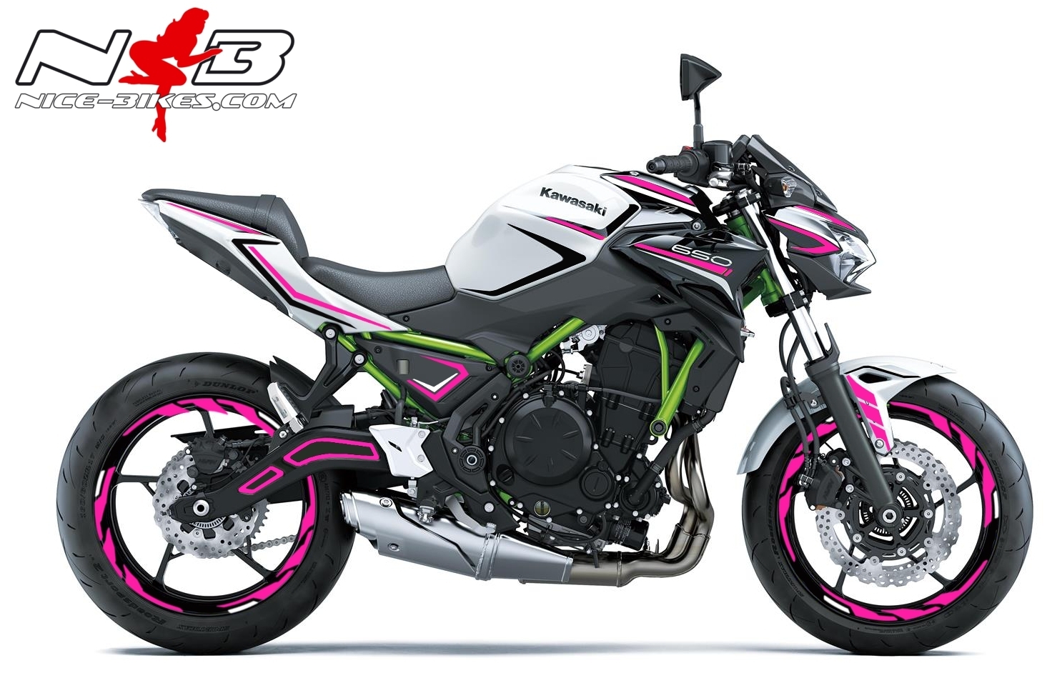 Motorrad Foliendesigns und Dekore - Foliendesign Kawasaki Z650 Bj. 2020 Pretty Pink - K.Z650.W20.077 Pretty Pink Foliendesign Kawasaki Z650 Bj. 2020 Pretty Pink