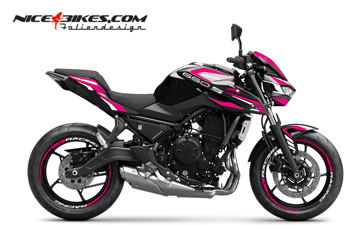Motorrad Foliendesigns und Dekore - Foliendesign Z650S 2026 Pretty Pink - K.Z650S.26.077 Pretty Pink Foliendesign Z650S 2026 Pretty Pink