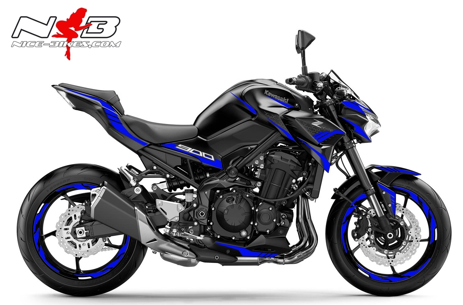 Motorrad Foliendesigns und Dekore - Foliendesign Kawasaki Z900 Bj. 2020 Racing Blue - K.Z9.20.057 Racing Blue Foliendesign Kawasaki Z900 Bj. 2020 Racing Blue