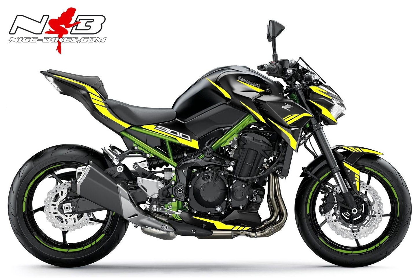 Motorrad Foliendesigns und Dekore - Foliendesign Kawasaki Z900 Bj. 2021-22 Hornet Yellow - K.Z9.22.021 Hornet Yellow Foliendesign Kawasaki Z900 Bj. 2021-22 Hornet Yellow