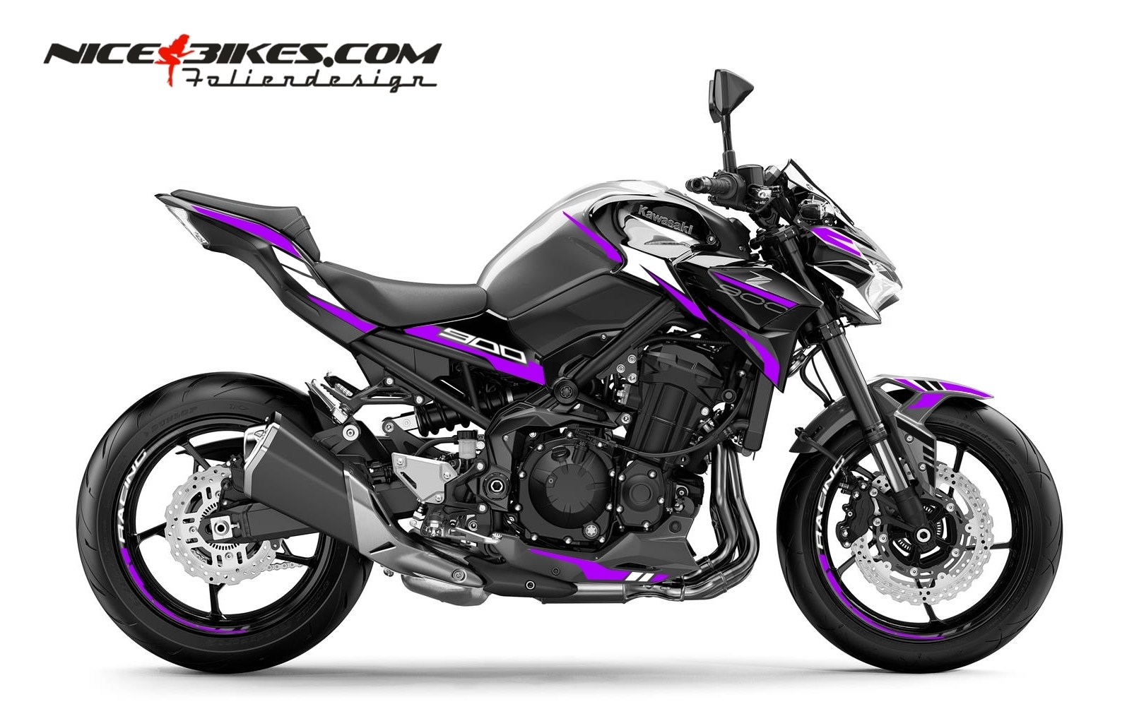 Motorrad Foliendesigns und Dekore - Foliendesign Kawasaki Z900 Manga Violett - K.Z9.23.080 Manga Violett Foliendesign Kawasaki Z900 Manga Violett