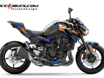 Foliendesign Kawasaki Z900 Evil Orange - Racing Blue