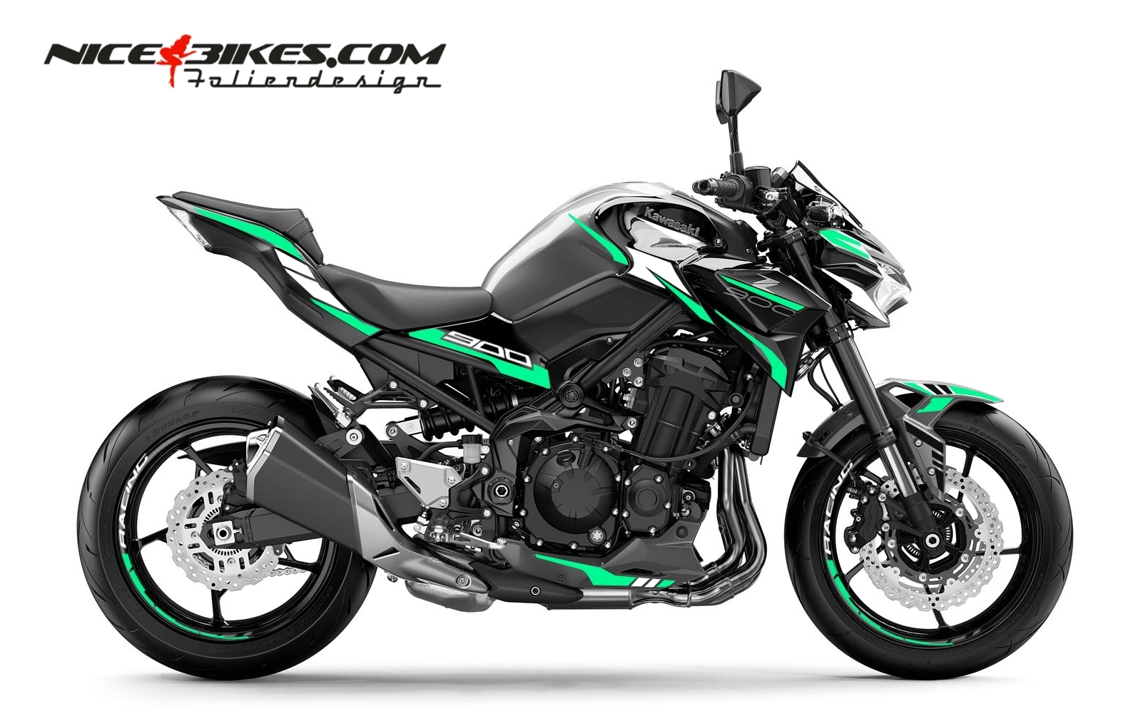 Motorrad Foliendesigns und Dekore - Foliendesign Kawasaki Z900 Miami Blue - K.Z9.23.501 Miami Blue Foliendesign Kawasaki Z900 Miami Blue