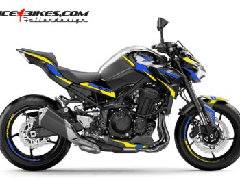 Foliendesign Kawasaki Z900 Neon Yellow - Racing Blue